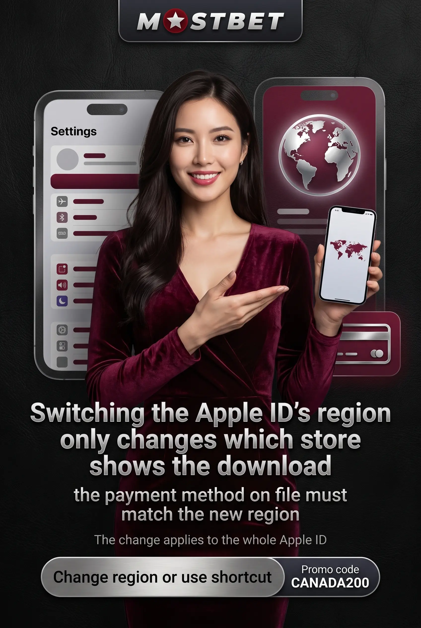Changing Apple ID region for Mostbet